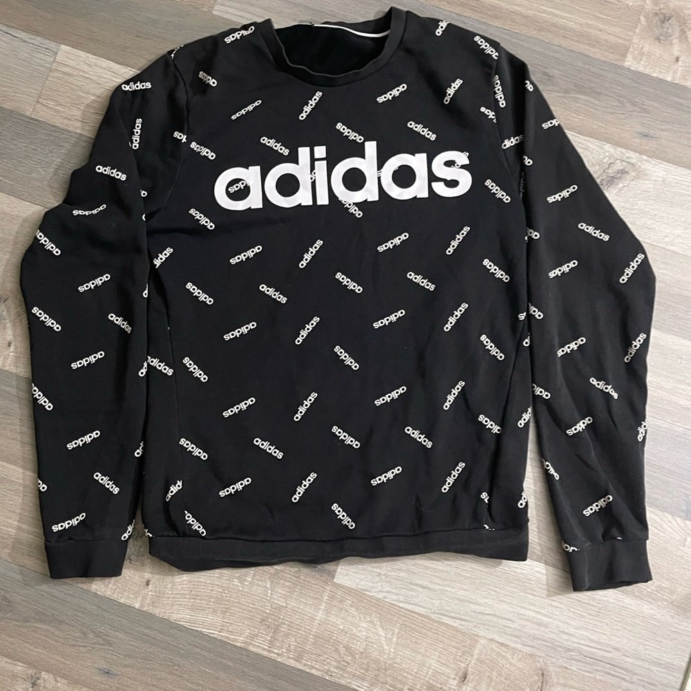 adidas Black Logo Crewneck Sweatshirt Small